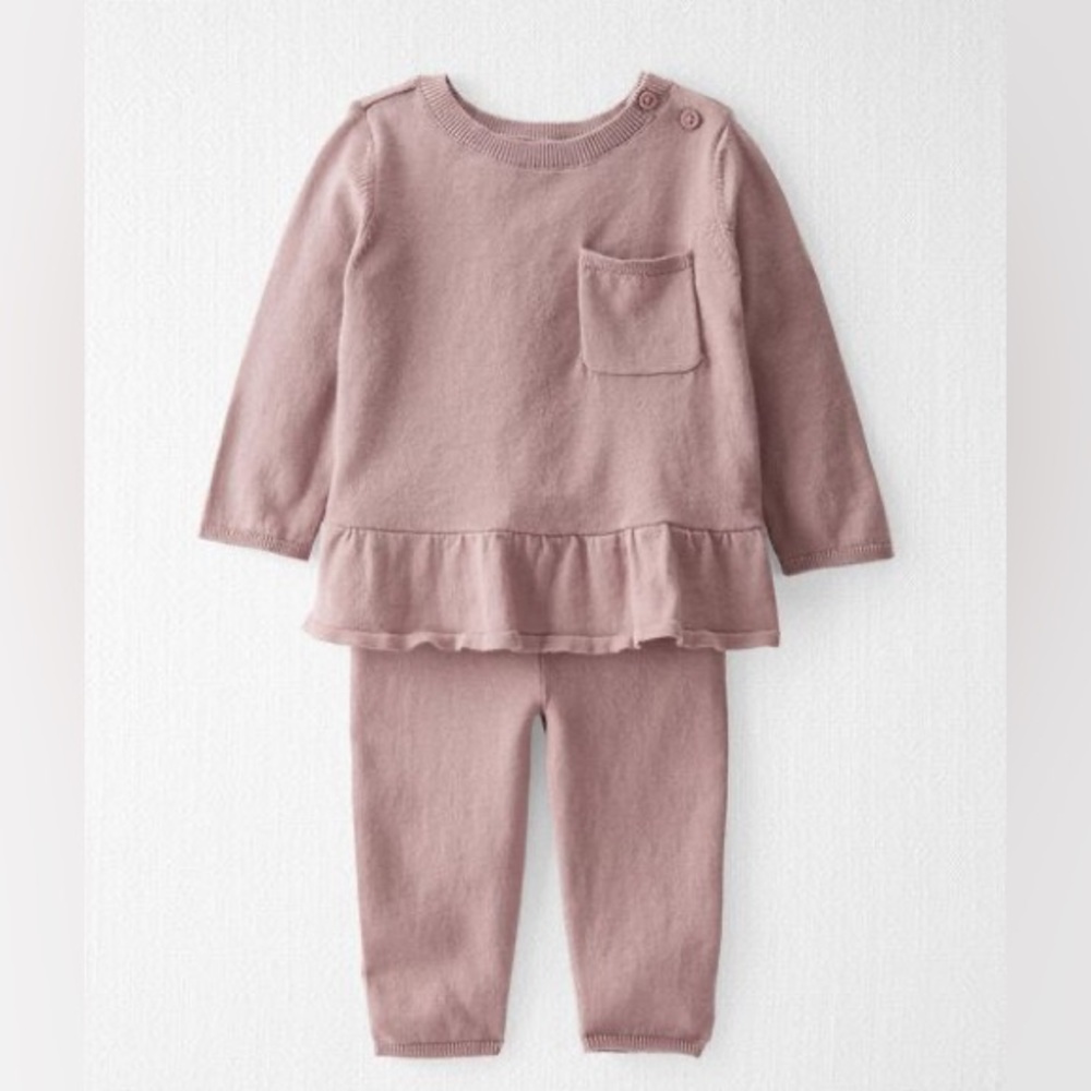 Little Planet Baby Organic Cotton Purple Sweater Knit 2-Piece Set (3-6 Months)